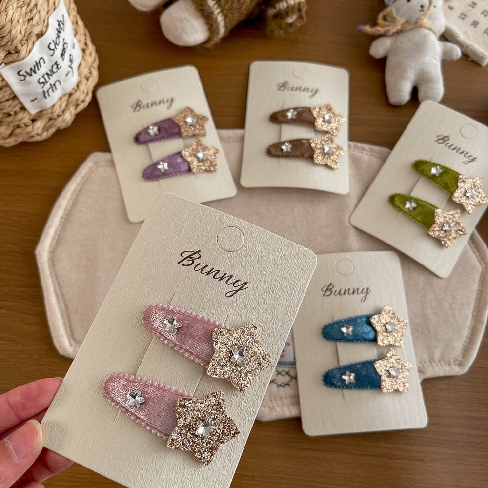 Korean-Style Sequin Velvet Star Hair Clip for Children, Bb Clip for Bangs and Loose Hair, Sweet Rhinestone Hairpin, Girls' Hair Accessory 4