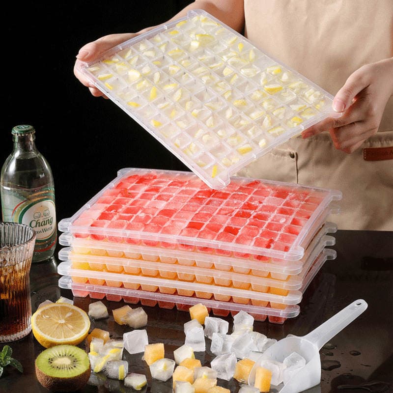 Ice Tray Ice Cube Film Ice Box Household Food Grade Plastic Press Ice Making Mold Large Capacity Ice Storage Box with Lid 3