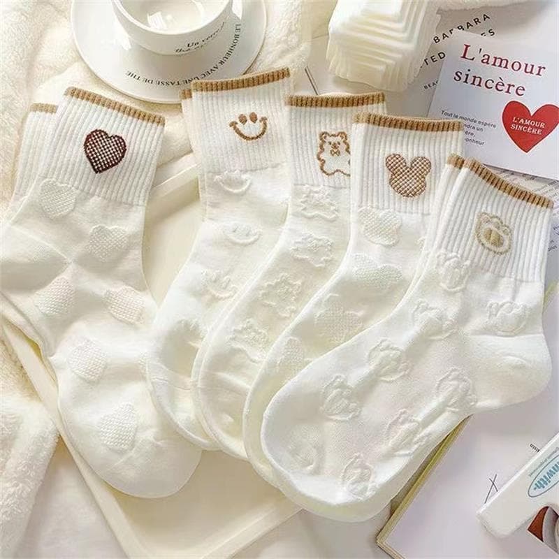 Women's mid-length hugging bear (10 pairs/pack of 5 colors mixed)