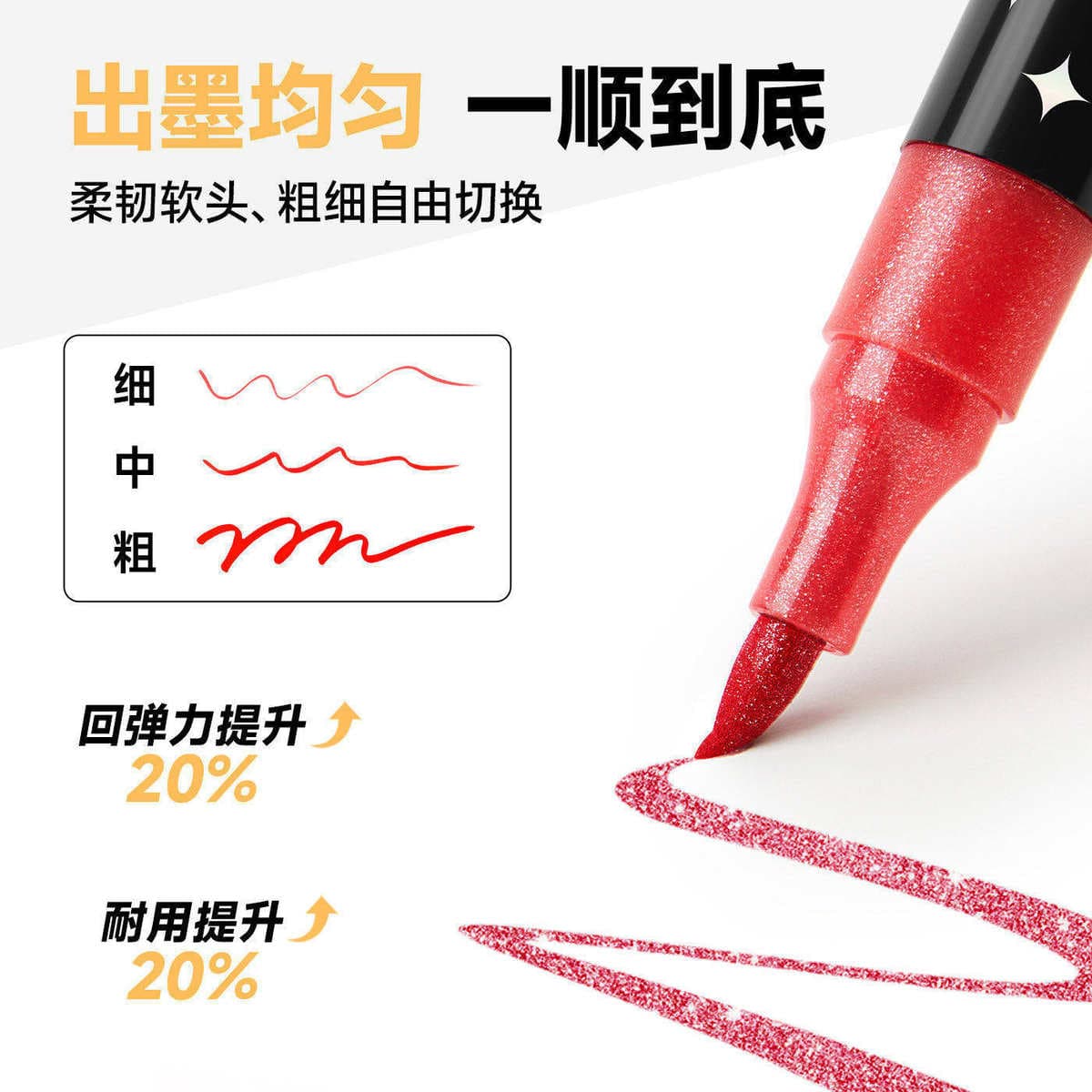 Touchmark Glitter Marker Pen with Dual Tips and Dual Colors, Washable Soft-Tip Acrylic Glitter Watercolor Pen for Children 2