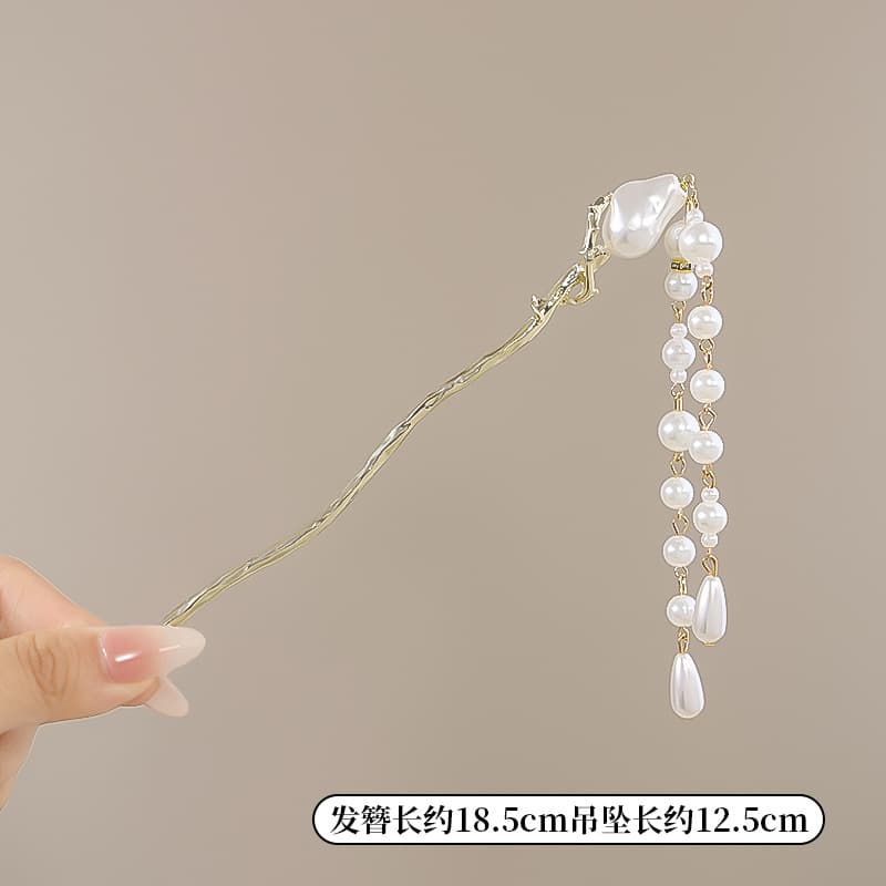 Special shaped tassel pearl hairpin-gold