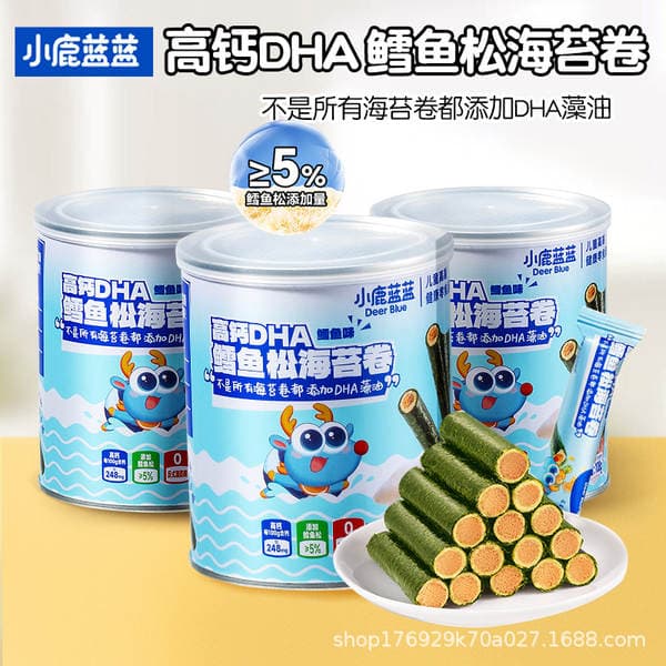 Little Deer High Calcium Dha Cod Fish and Seaweed Rolls Baby and Children's Nutritional Snacks Cod Flavor Egg Rolls Seaweed Rolls