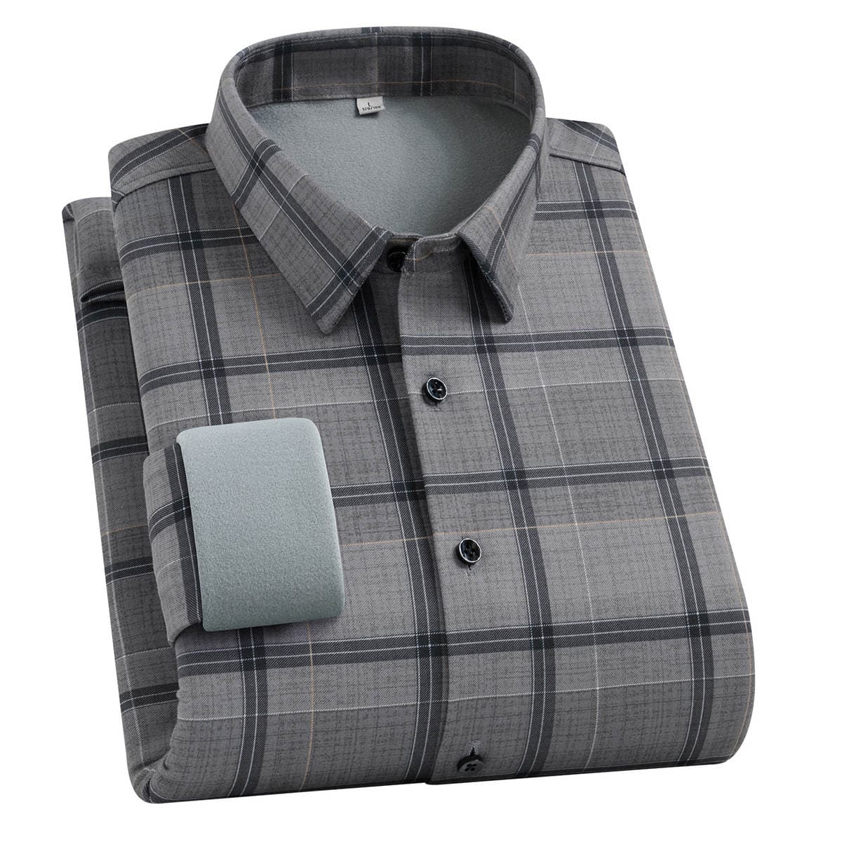 Winter New Style Fleece-Lined Long-Sleeved Shirt for Men, Anti-Wrinkle Business Formal Wear, Middle-Aged Dad's No-Iron Warm Plaid Shirt 5