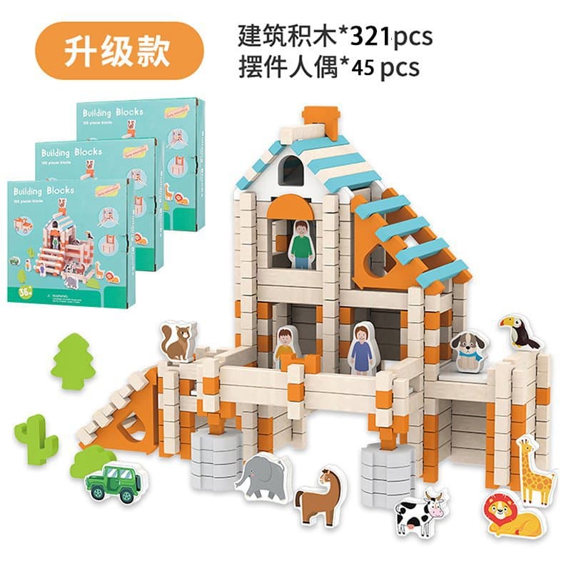 Type b mortise and tenon building blocks (321 pieces) + storage box