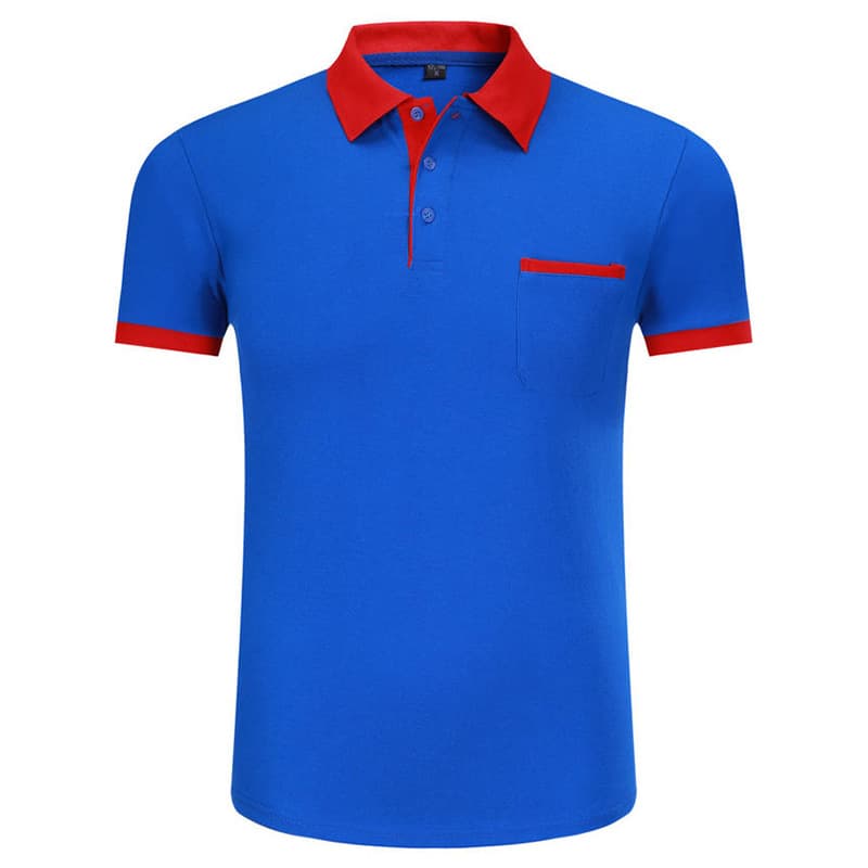 Royal blue and red (short-sleeved pockets with collar)