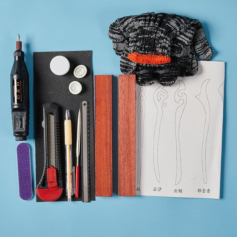 [2 pieces of rosewood] + electric tools + drawings + gift box