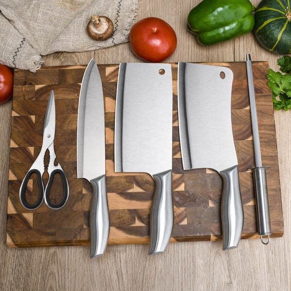 Kitchen Five-Piece Knife Set, Stainless Steel Scissors, Kitchen Knife, Fruit Knife, Knife Set, Complete Set for Home Use