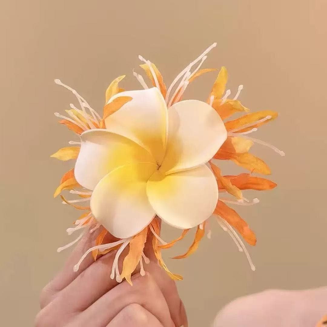 7325 "far shore" plumeria hair clip - orange