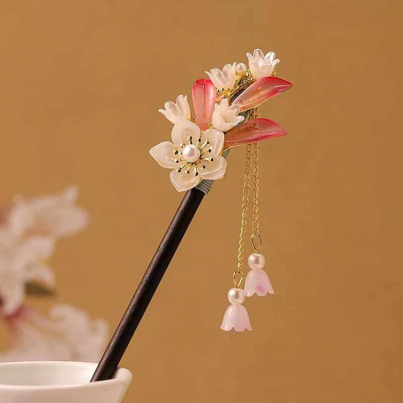 Lily of the valley hairpin red