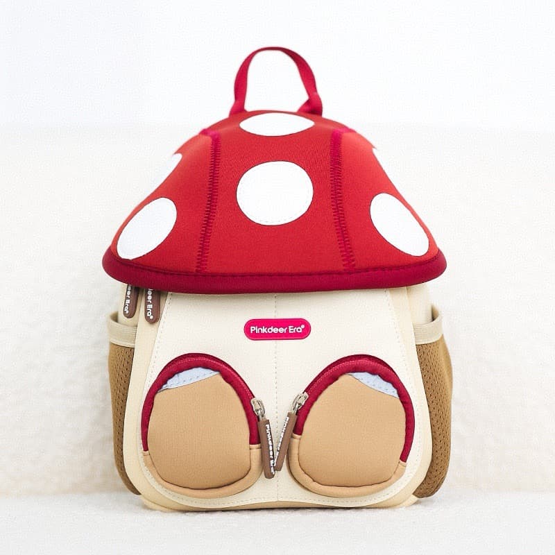 Small red mushroom (1-3 years old, with chest clip + anti-lost leash)