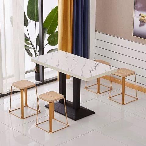 Decorative imitation marble table and four stools