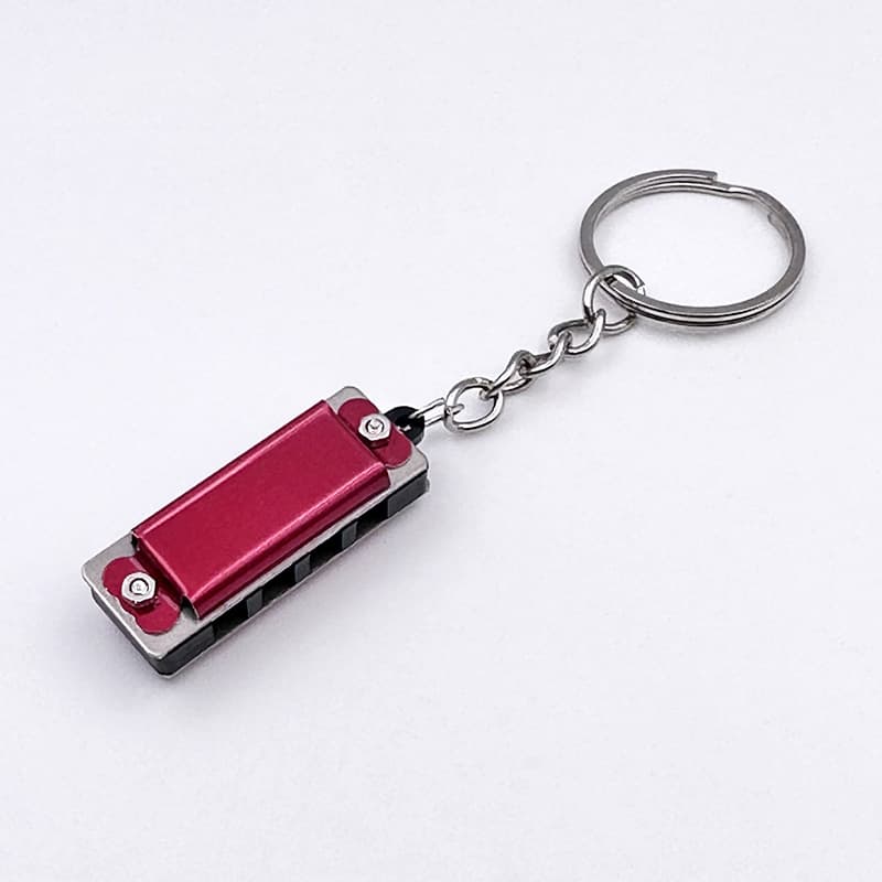 Mini metal harmonica (red) hanging ring style