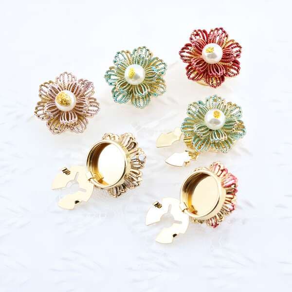 In-Stock Button Cover French-Style Light Luxury Pearl Chanel-Style Floral Cufflink Brooch Pin Turtle Clasp Clip Set