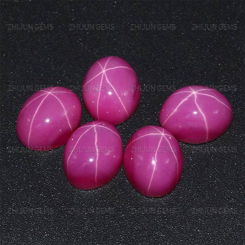 Synthetic Ruby Starlight Stone Loose Stone, Egg-Shaped Starlight Stone, Artificial Synthetic Egg-Shaped Flat-Bottom Plain Ring Face Wholesale 3