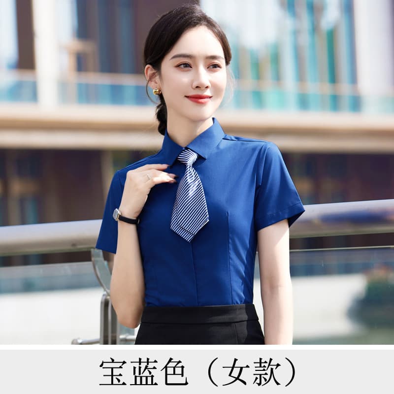 Women's short-sleeved royal blue shirt
