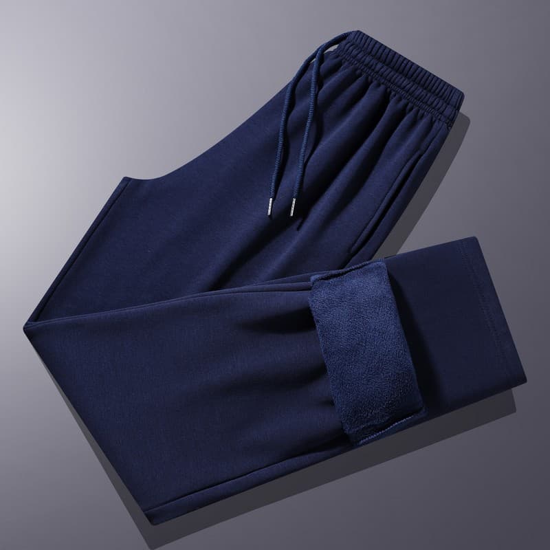 (fleece-lined south korean silk) solid color navy blue