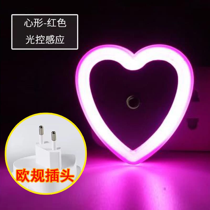 Light-controlled heart-shaped red (european plug)