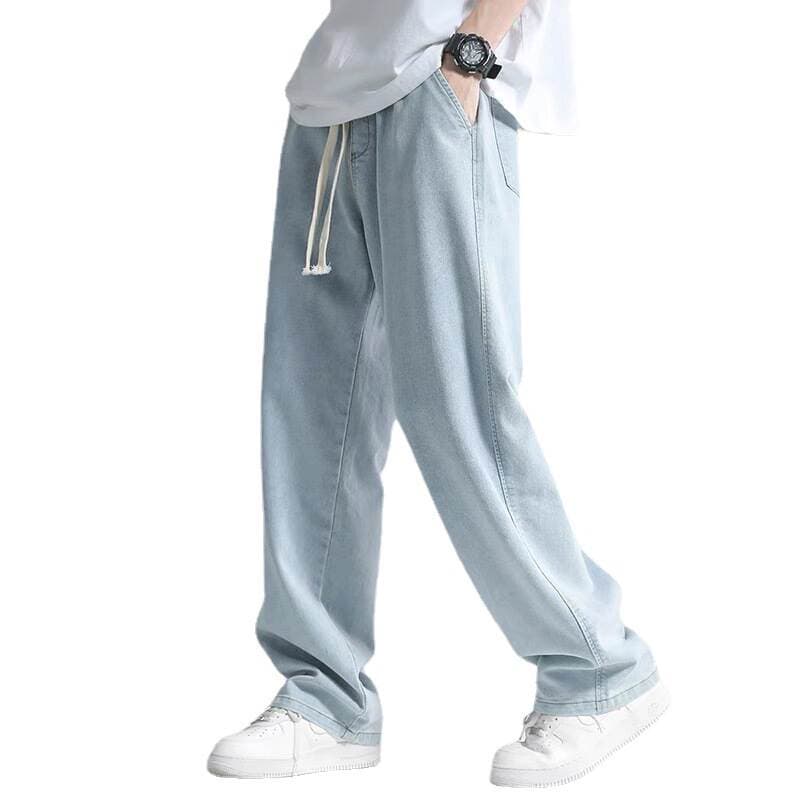Straight Leg Jeans Men's 2023 Summer Thin Trendy Brand Loose Pendant Wide Leg Hanging Trousers Casual Pants 5