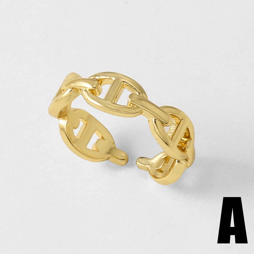 As Jewelry Aliexpress Sərhədlərarası Zirkonlu Mis 18K Qızıl suyuna çəkilmiş Mirvari Göz Ürək Formalı Açıq Üzük Rij45 4