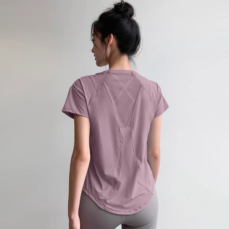 Gray cherry pink short sleeves