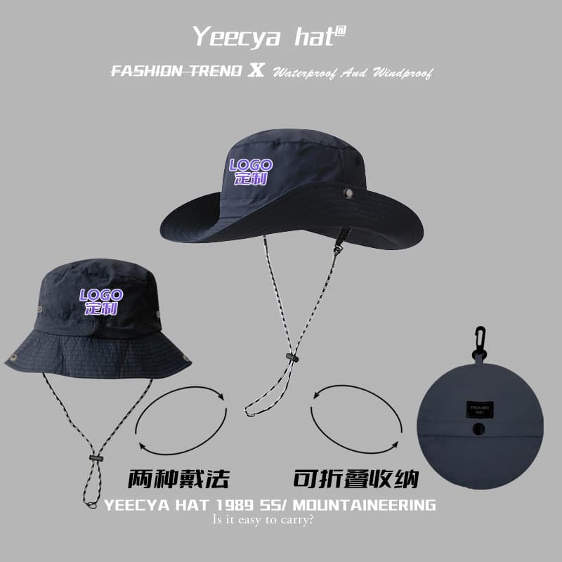 Foldable and waterproof - one hat, two wears - navy blue