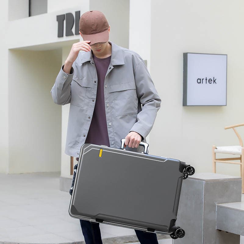 Trolley Suitcase with Combination Lock, Luggage Trolley Case with Pc Universal Wheels, Zipper Case with Detachable Wheels, Student Case, Business Case, Carbon Fiber 2