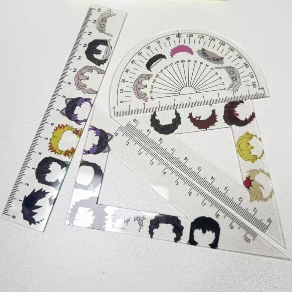 Demon slayer hair style transparent ruler set