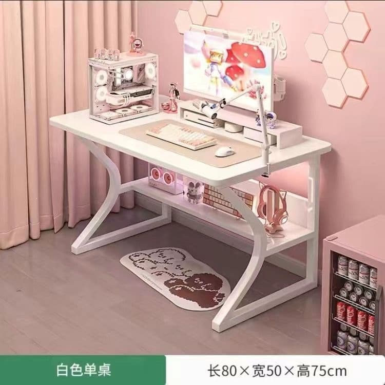 [c-shaped shelf + thickened desktop] 80cm cloud white