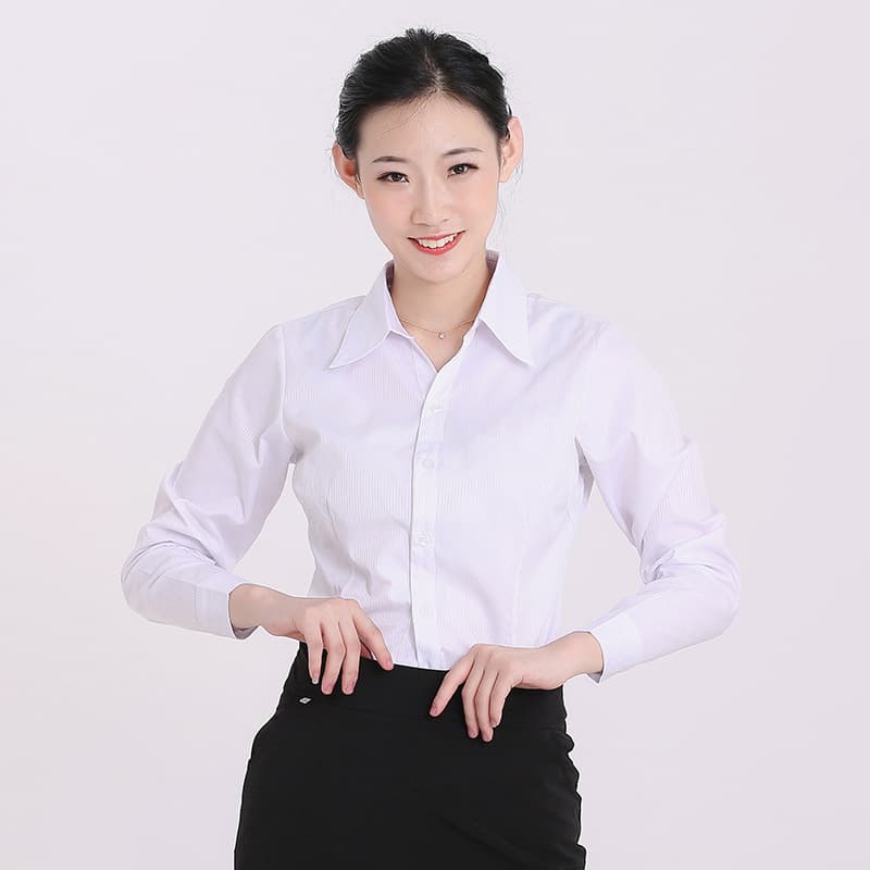8# vertical stripes white V-neck long sleeve