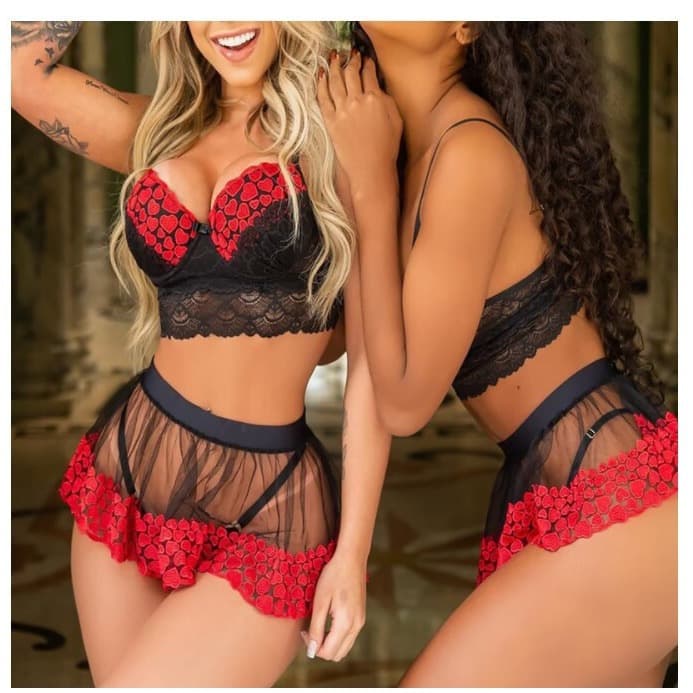 Black and red stitching suit