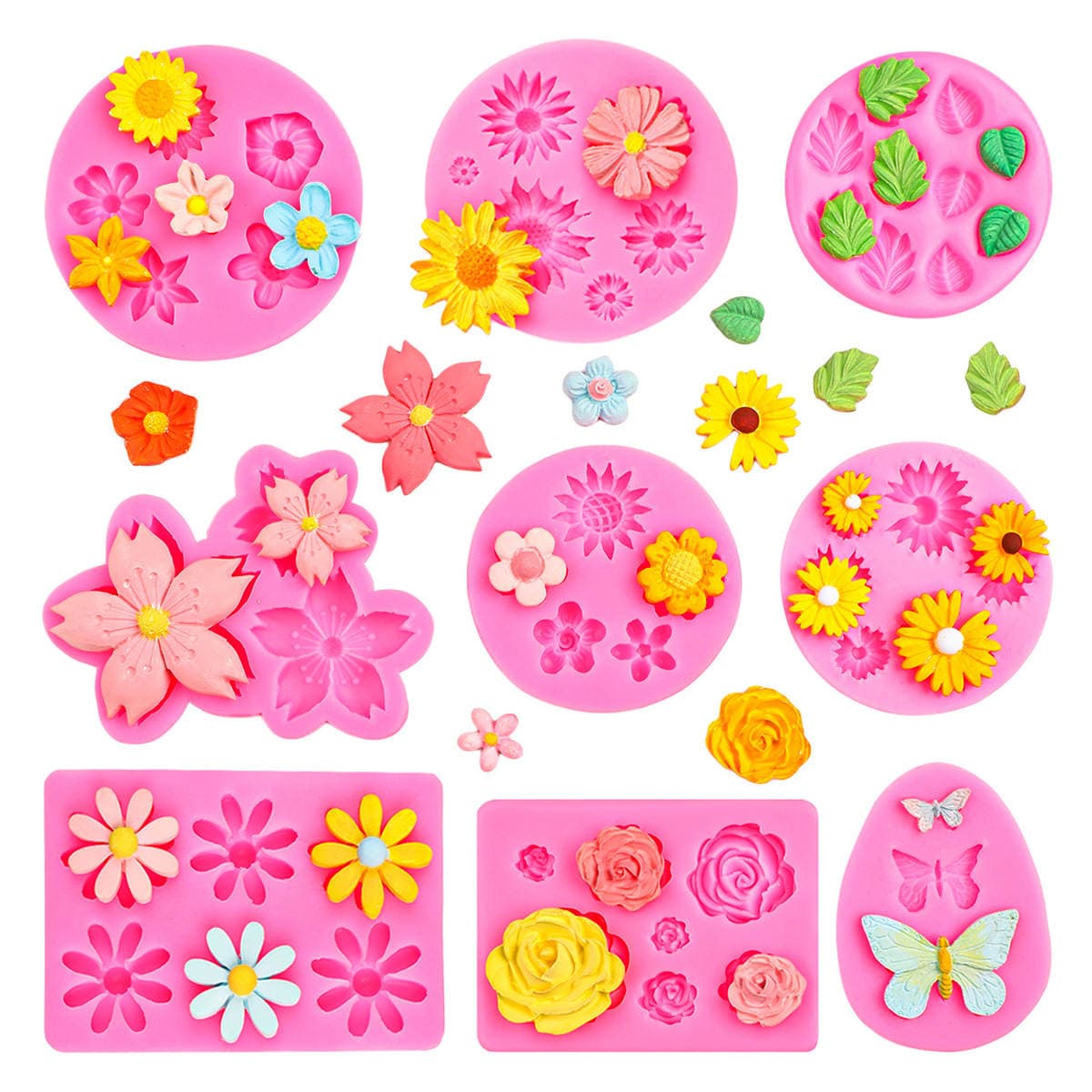 Daisy Rose Small Flower Silicone Mold DIY Leaf Fondant Cake Baking Mold Glue Resin Mold 1