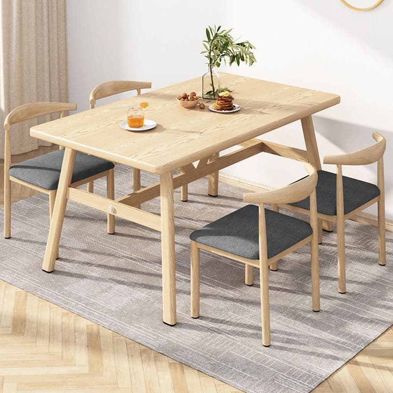 Solid wood color 120*60 table and four chairs [dark gray cloth]