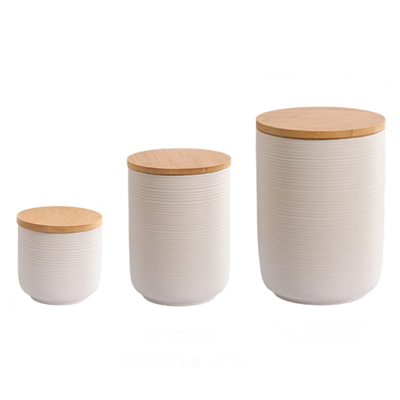 Brushed sealed jar-matte white (3-piece set with ordinary lid)-small size 1/medium/large