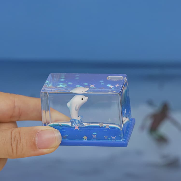 Mini small rectangle-blue dolphin