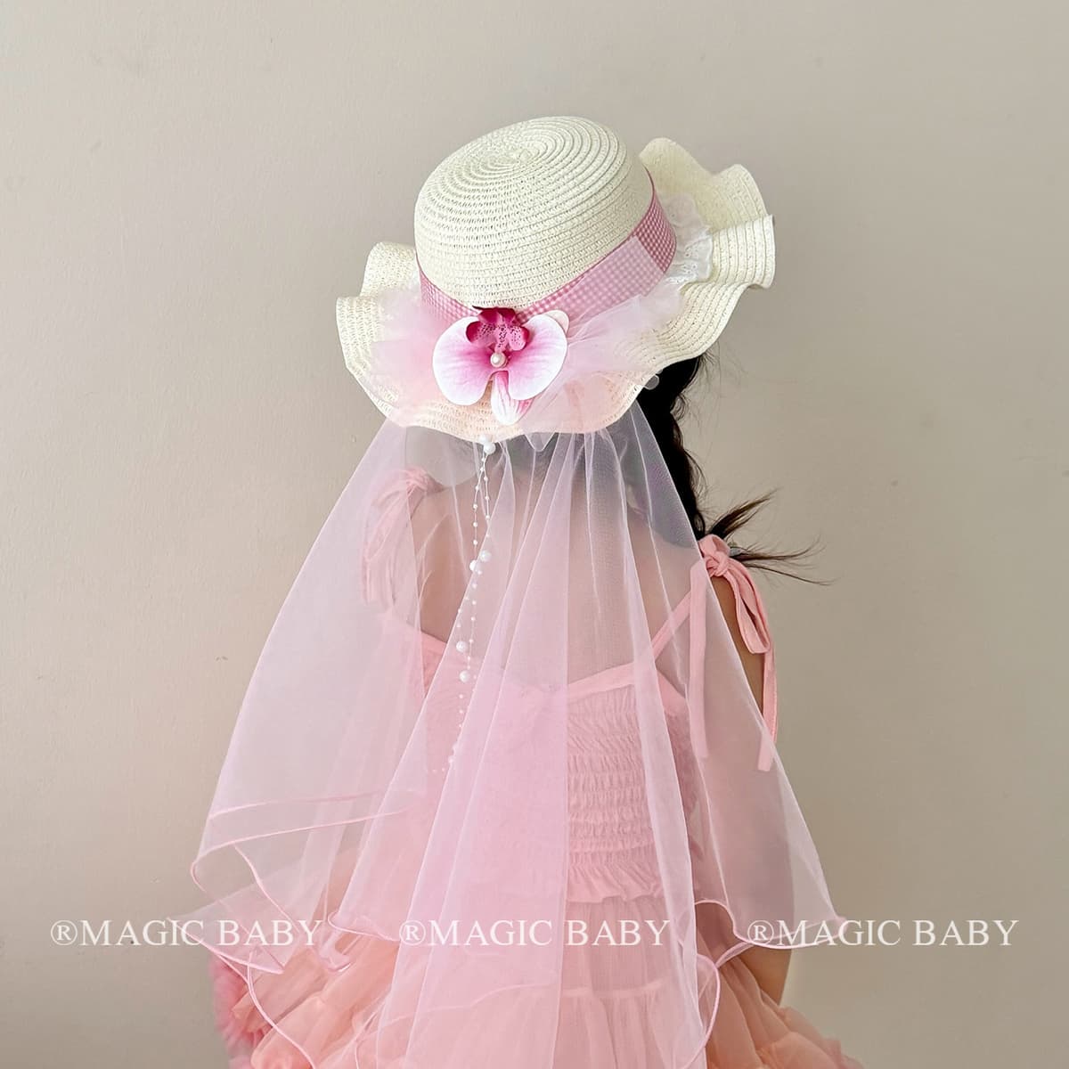 Floral pink veil