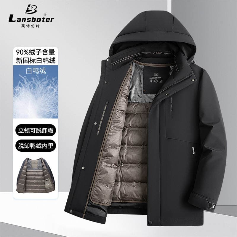 High-End Graphene Lining Men's New Winter down Jacket with Removable Inner Lining, Thickened and Warm, Dad-Style Coat 3