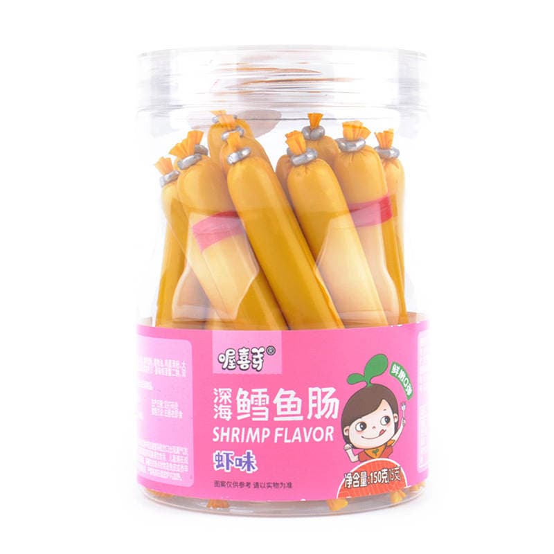 Oh, Xi ya deep sea cod sausage 150g/canned fish sausage 15 children's snacks ham sausage shrimp corn flavor 4