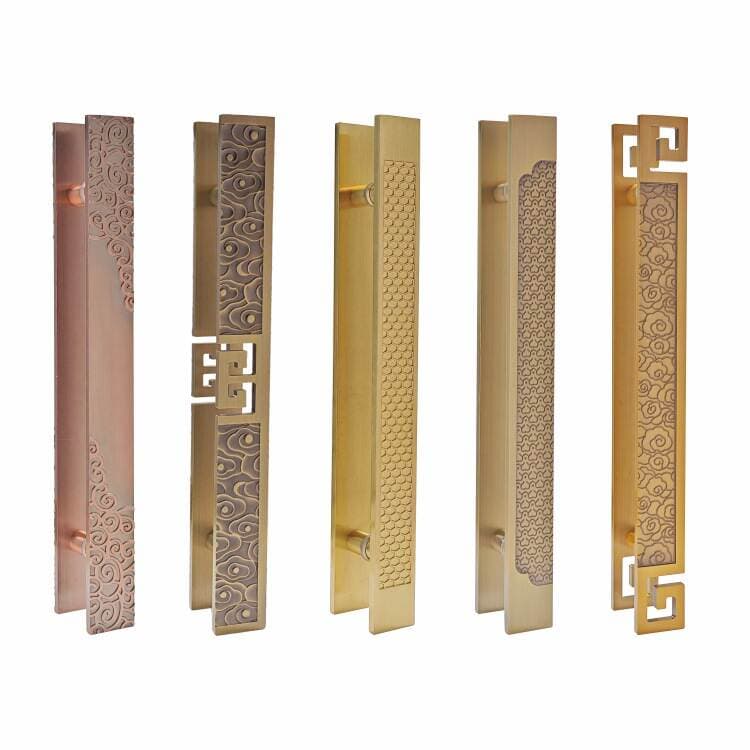 Antique glass door handle Chinese carved aluminum plate handle hotel door lettering LOGO handle double door handle 5