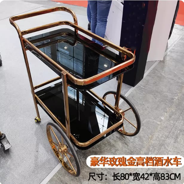 Luxury rose gold high-end wine cart