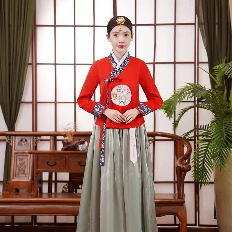 Group Flower Red Green Dress