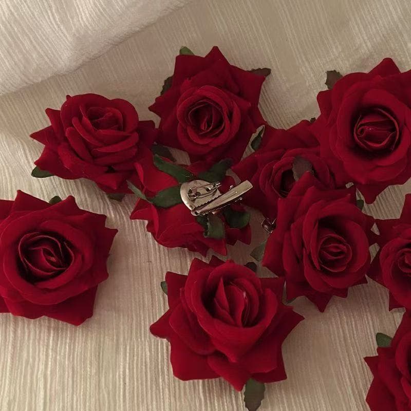 6004 red rose brooch clip large size (9cm)