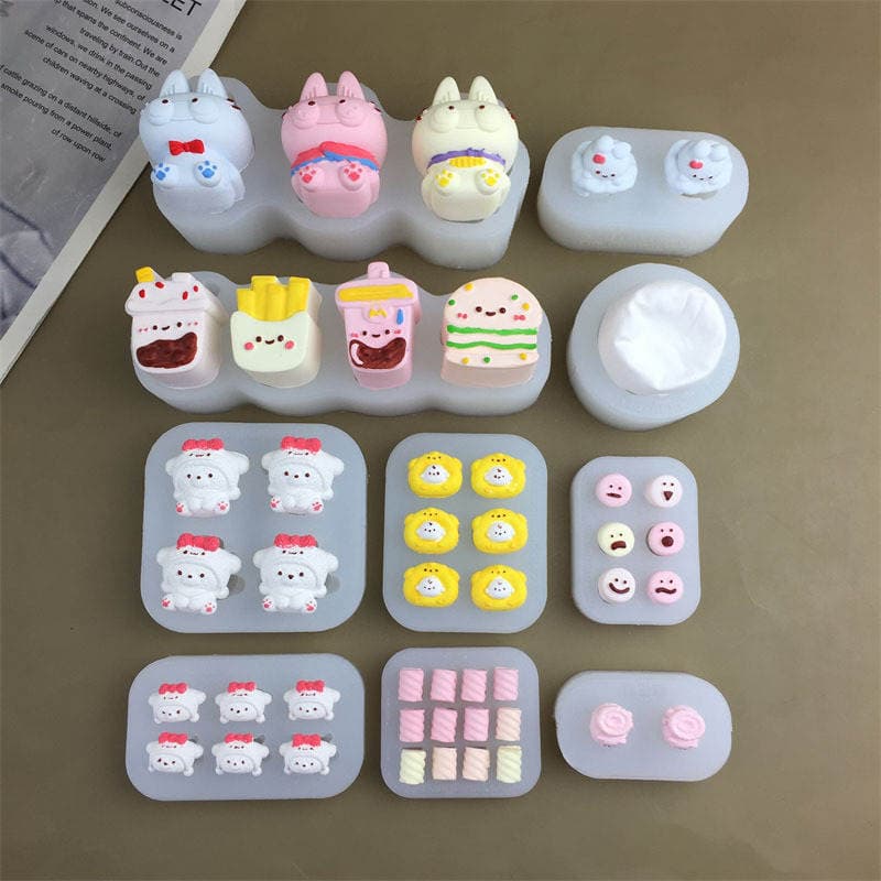 Donuz terlikləri, marşmellou və müxtəlif ifadələr üçün DIY silikon qəlib, fondan, tort və şokolad üçün. 1