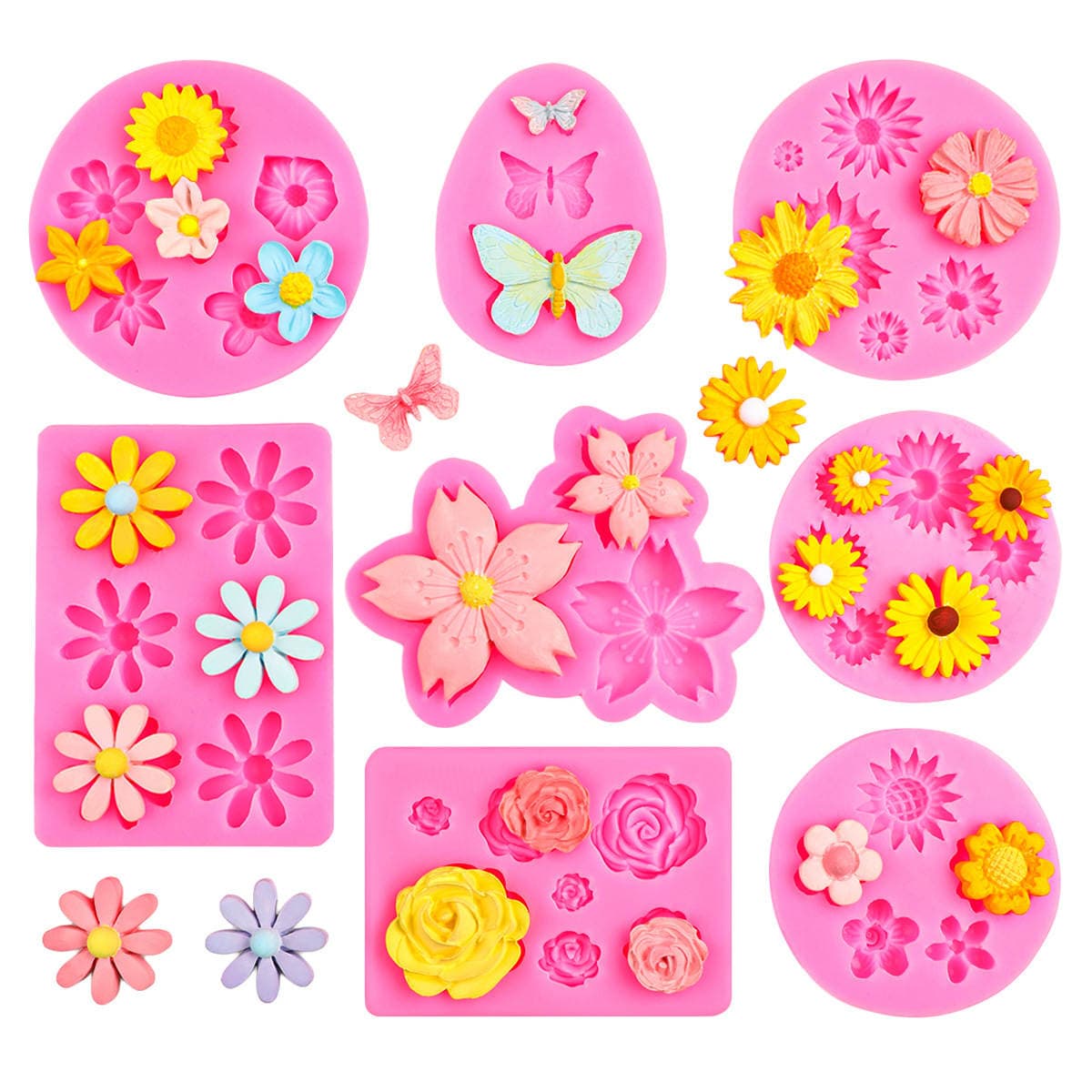 Daisy Rose Small Flower Silicone Mold DIY Leaf Fondant Cake Baking Mold Glue Resin Mold 5