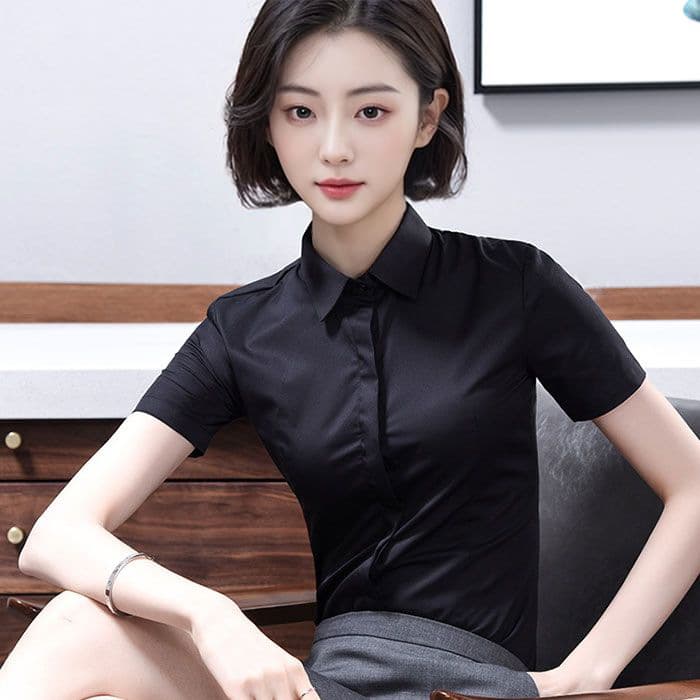 Black [short sleeves] hidden placket