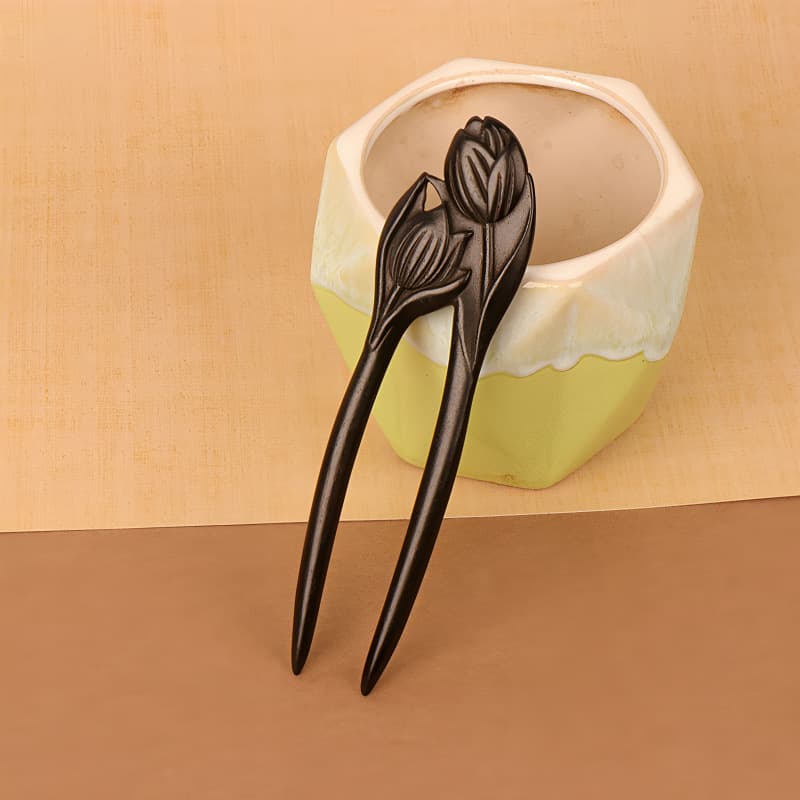 Ebony hairpin---tulip (length 15cm)