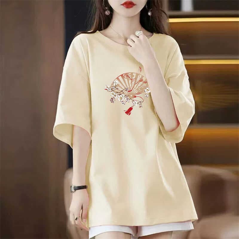 51 apricot [medium] classical plum blossom fan