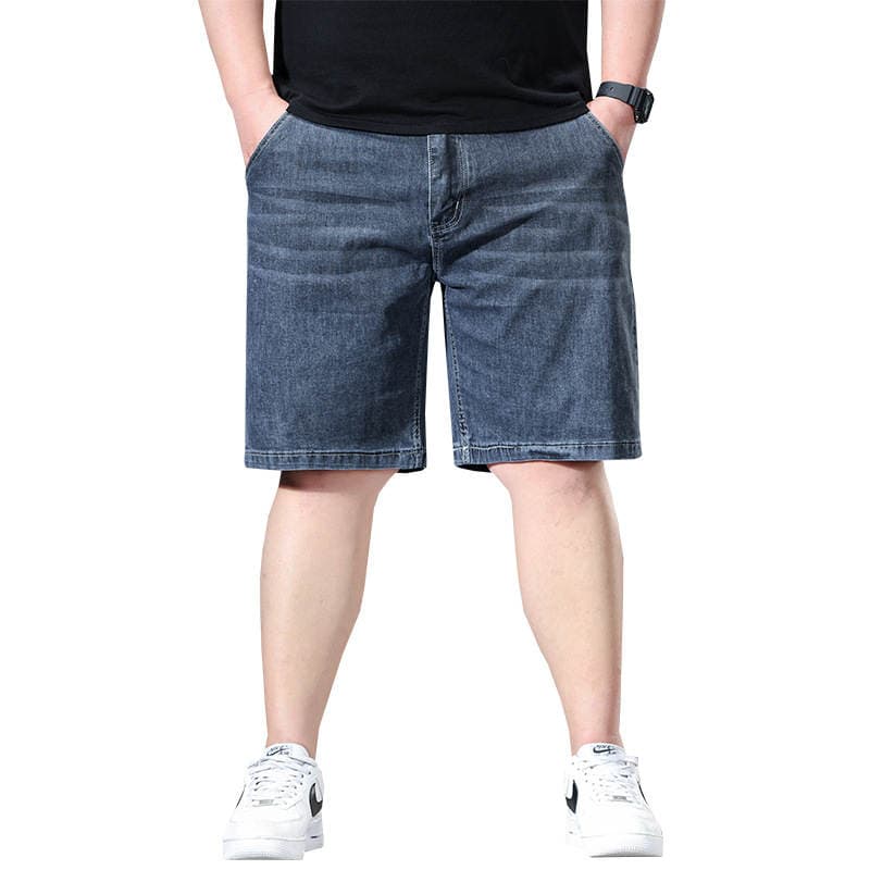 Men's Fattened Denim Shorts, Loose Trousers, Summer Elastic Fat Trousers, Large Size Mid-Length Trousers, High-Waisted Breeches 5