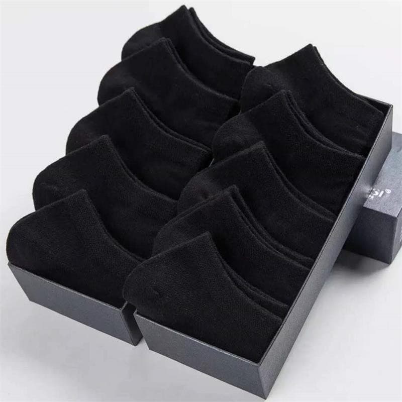 Unisex boat socks black (10 pairs/pack, tied with rubber bands without packaging bags)