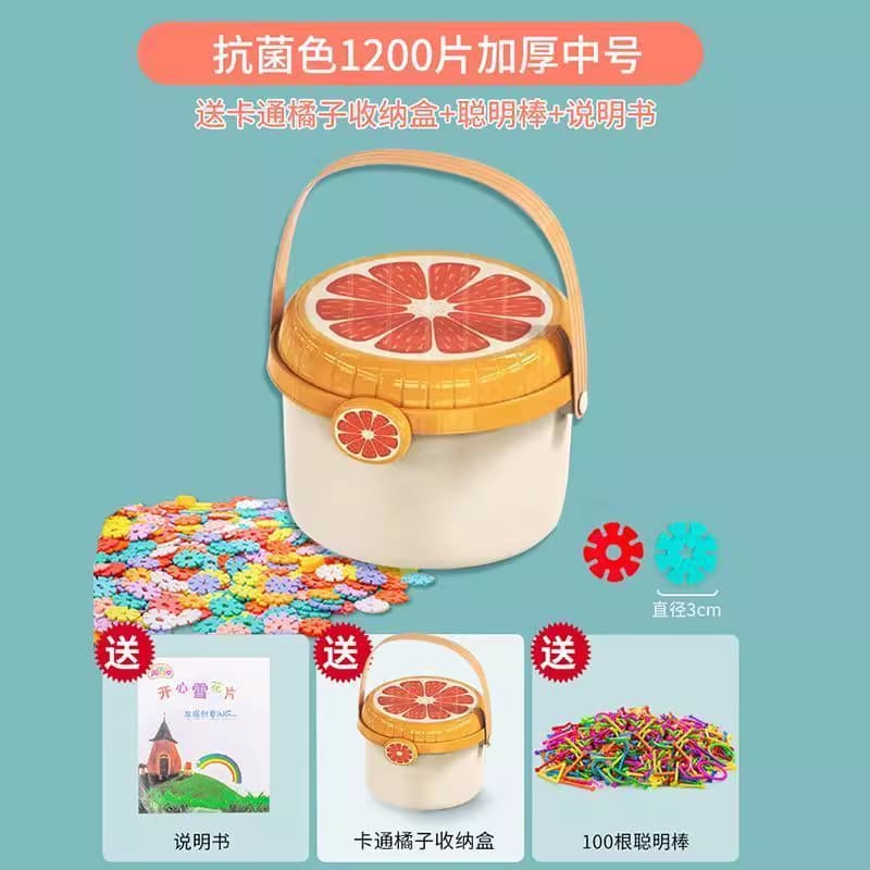 [orange bucket] medium size 1200 snowflakes + 100 smart sticks