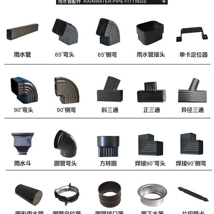 Drainage pipe eaves downpipe Sunshine room drainage system building materials aluminum alloy rainwater pipe 2